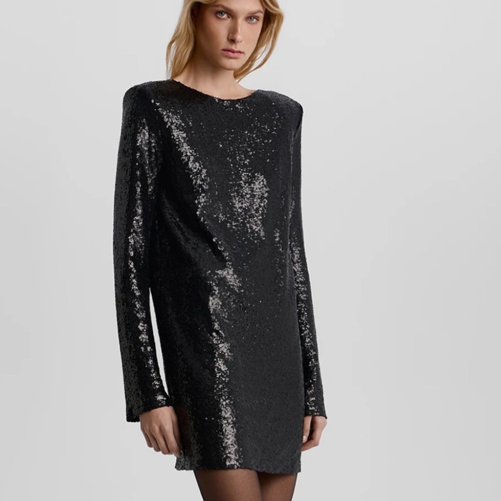 Glamorous Black Sequin Long Sleeve Dress